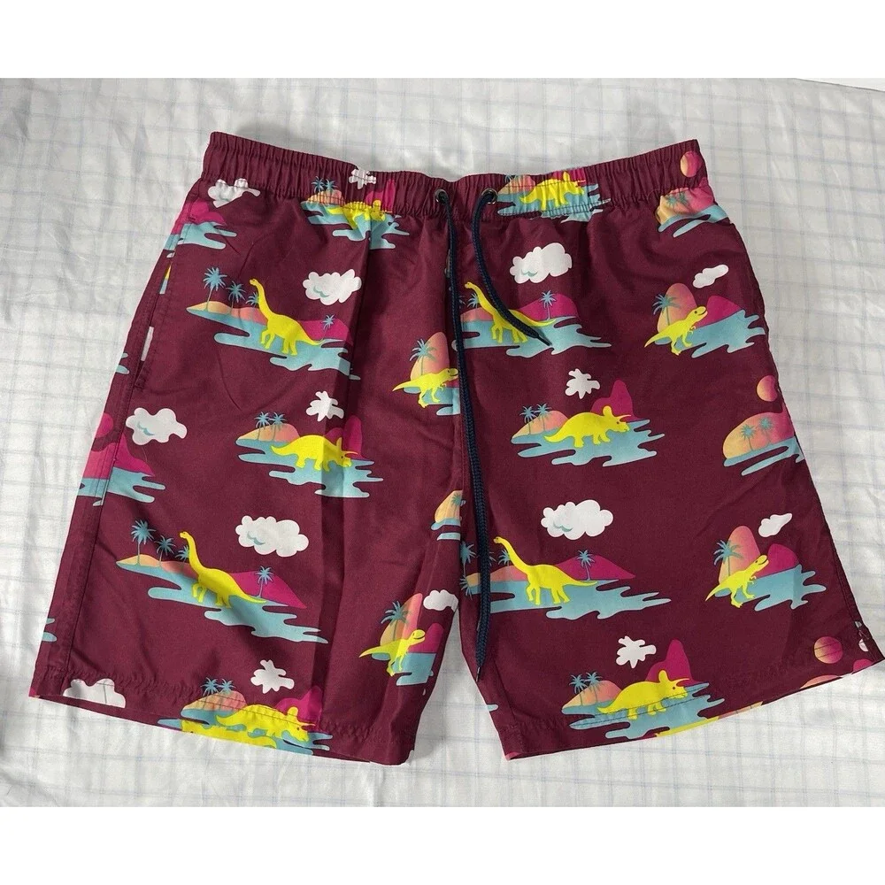 U.S. Surf Club Men's Dinosaur Print Swim Trunks - Size XL